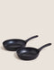 2 Piece Black Aluminium Non-Stick Frying Pan Set